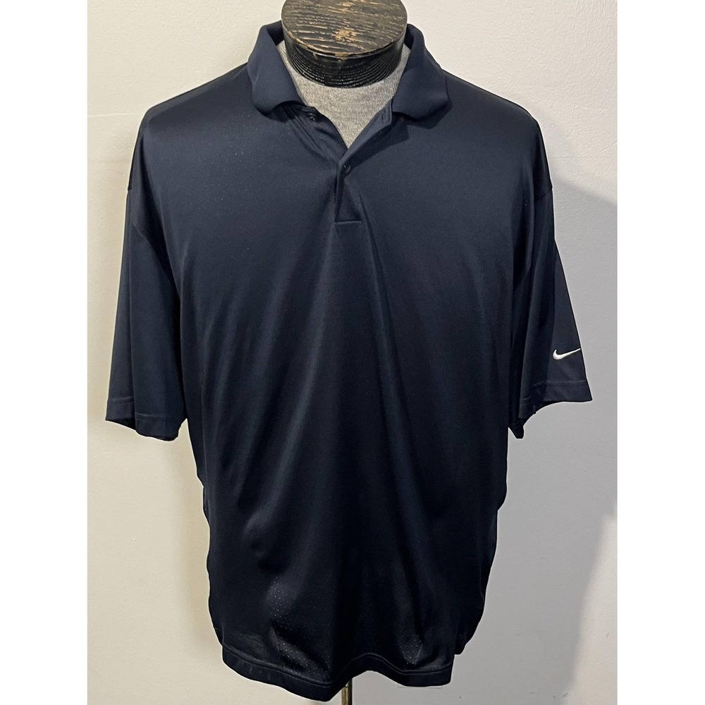 Nike Polo Shirt Mens XL Navy Blue FitDry Golf Performance Short Sleeve - Picture 2 of 9